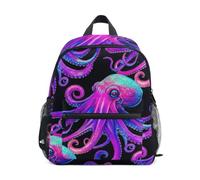 RPLIFE Sac à dos violet en forme de pieuvre noire pour garçons et filles, Poulpe Violet Noir, Small, Sacs à dos cool imprimé football
