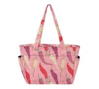RPLIFE Sac fourre-tout avec poche pour bouteille d'eau, sac à bandoulière rose piment coloré
