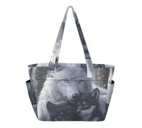RPLIFE Sac fourre-tout zippé, sac à main Wolf Mom