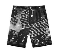 RPLIFE Short de danse noir en coton élasthanne pour filles, motif notes de musique, short de cyclisme pour enfants, tenue d'été, 4T, Notes de musique noires, 10 ans
