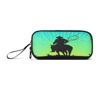 RPLIFE Silhouette Cowboy Cheval Rodeur Corde Désert Trousse à crayons Pochette à fermeture éclair Trousse à crayons pour adolescentes filles