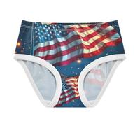 RPLIFE Sous-vêtement bleu feu d'artifice drapeau américain pour fille, culotte en coton, 2 à 8 ans, Drapeau Américain Feu d'artifice Bleu, 3 ans