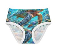 RPLIFE Sous-vêtements pour filles, culottes en coton pour petite fille, motif tortue d'animaux marins, 2 à 8 ans, Tortue d'animaux marins, 5 ans