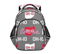 RPLIFE State Ohio Sac à dos d'école pour garçons et filles avec nom personnalisé pour garçons et filles de 6 à 12 ans, État de l'Ohio Gris, 15 Inch, Sacs à dos traditionnels
