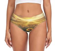 RPLIFE Sunflowers Under Golden Sunset Culottes, culotte respirante, slip confortable pour femme, sous-vêtements doux, Tournesols sous le coucher du soleil doré, X-Small