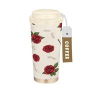 RPLIFE Tasse à café de voyage de 40 cl avec revêtement en céramique avec couvercle à rabat et paille, tasse isotherme sous vide en acier inoxydable, tour Eiffel vintage