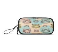 RPLIFE Tiger Portraits Trousse à crayons avec fermeture éclair Motif portrait pastel
