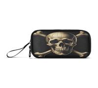 RPLIFE Trousse à crayons avec compartiments Motif cochon Marron, Jolly Roger Crâne de pirate, one size, Style artistique