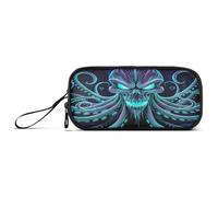 RPLIFE Trousse à crayons basique avec fermeture éclair motif tête de mort bleu sarcelle fluo pour l'école