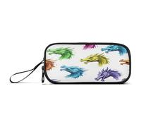 RPLIFE Trousse à crayons blanche avec poignée, motif dragon vif