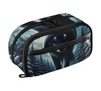 RPLIFE Trousse à crayons Cool Wolf Moon Forest avec poche en PVC transparent, trousse à crayons pour la rentrée scolaire