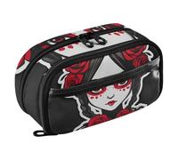 RPLIFE Trousse à crayons Day Of Dead Dark pour filles et garçons, grande capacité, organiseur de papeterie multi-compartiments avec poche en PVC transparent