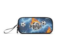 RPLIFE Trousse à crayons de grande capacité avec plusieurs compartiments pour enfants, motif ballons de football, flammes d'eau