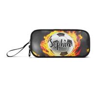 RPLIFE Trousse à crayons de grande capacité avec plusieurs compartiments pour enfants, motif ballons de football, gris feu