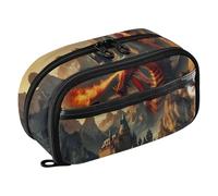 RPLIFE Trousse à crayons de grande capacité, trousse à crayons mythique château de dragon avec poche en PVC transparent, grande trousse à crayons pour l'école