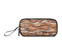 RPLIFE Trousse à crayons marron avec lignes ondulées, grandes trousses à crayons, trousse à crayons en tissu