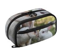 RPLIFE Trousse à crayons Rabbits Kiss Love Valentine pour adolescentes, grande capacité, organiseur de papeterie multi-compartiments avec poche en PVC transparent