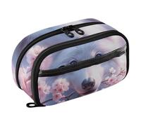 RPLIFE Trousse à crayons Wolf Cherry Blossom avec poche en PVC transparent, grande capacité avec fermeture éclair