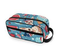 RPLIFE Trousse de toilette bleue de grande capacité avec motif chien d'été mignon - Sac de rangement de maquillage résistant à l'eau - Étui de salle de bain pour homme et femme - Voyage