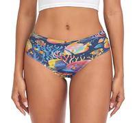 RPLIFE Vibrant Corals Fish Blue Culotte confortable pour femme Culotte extensible Sous-vêtements doux, Coraux vibrants, poisson bleu, Medium