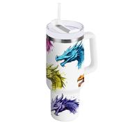 RPLIFE Vibrant Dragon White Gobelet isotherme de 1200 ml avec poignée en acier inoxydable