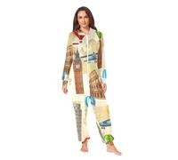 RPLIFE Vintage World Landmarks Costume une pièce pour homme et femme avec fermeture éclair Pyjama de Noël Onesie pour adultes, Monuments du monde vintage, X-Small