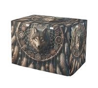 RPLIFE Wolf Dream Catcher Housse de cage pour chien avec panneaux latéraux enroulables avec ouvertures, taille M