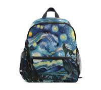 RPLIFE Wolf Starry Night Sac à dos pour tout-petits filles garçons Mini sac à dos, Loup Nuit étoilée, Small, Sacs à dos cool imprimé football