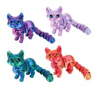 Rppiup Lot de 4 jouets imprimés en 3D pour chats, jouets imprimés 3D de 16 cm, figurine de chat articulée flexible, jouet anti-stress, jouets à impression 3D pour les amoureux des chats, cadeaux pour