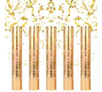 Rppiup Lot de 5 canons à confettis biodégradables pour fête, mariage, anniversaire, remise de diplôme, Nouvel An, célébration - 30 cm - Hauteur d'effet 6 m - Doré