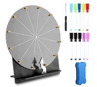 Rppiup Roue de la fortune à tourner - 29 cm - Grande roue de la chance en bois - Avec gomme et marqueur - Roue de la fortune à personnaliser - Roue de la chance pour jeux de loterie, jeux de mots