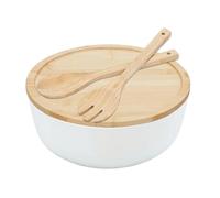 Rproonay Bols mélangeurs en bois, capacité de service spacieuse, 1 lot, ustensiles de préparation des repas, bol de service de cuisine, bol de service en bois naturel, pour salades, pâtes, fruits