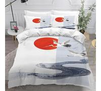 Rptidmv Housse de Couette 140x200 Grue Ensemble de Literie avec Fermeture Éclair (pour Enfant), Parure de Lit 1 Personne en Microfibre et 2 Taies d'oreiller 65x65 cm