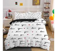 Rptidmv Parure de Lit 160x200 Amour Réversible Ensemble de Literie avec Fermeture Éclair (Adultes Enfant), Confortable Doux et Housse de Couette 2 Taies d'oreiller 65x65 cm