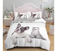 Rptidmv Parure de Lit 220x240 Bouledogue Ensemble de Literie 3 Pièces en Microfibre (Adultes Enfants), Doux Confortable Parure Housse Couette et 2 Taies d'oreiller 65x65 cm