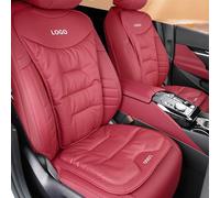 RPWCO Housses de siège de voiture avec logo et texte personnalisés, modèle de voiture universel, protection de sièges de voiture en cuir nappa, banquette avant et arrière divisée pour voitures
