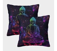 RQATHDUUD Image du Bouddha Lot de 2 en Taie d'oreiller Housse Coussin pour canapé, lit, Voiture Canapé Coussins 50x50cm
