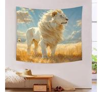 RQATHDUUD Lion 3D Effet Tapisserie Décoration Murale Tapisserie Murales Décoration Murale En Tissu Pour La Chambre À Coucher Le Salon Le Dortoir Tenture Murale 130cmx150cm