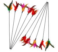 RQcMid Lot de 10 plumes de pêche pour chat, avec jouets en plumes, 40 cm de long, pour jeu interactif et exercice, chatons et chats, jouets pour chat