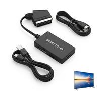 Rqkagf Adaptateur Péritel vers HDMI 1080P/720P avec câble, Convertisseur Scart vers HDMI pour DVD, Sky, STB, PS2, Snes, N64, Lecture vidéo HD sur téléviseur Moderne, Plug & Play Facile et Portable