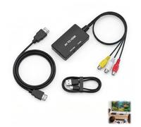 Rqkagf Convertisseur RCA vers HDMI avec câble HDMI et USB, Adaptateur Composite Audio Vidéo pour N64, Snes, DVD, VCR, VHS, Conversion AV vers HDMI 720p/1080p pour TV HD, Moniteur et Projecteur