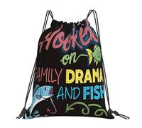 RQLNBOBZ Accro au drame familial et à la pêche sacs à dos multifonctions avec cordon de serrage pochettes articles divers sacs à livres pour les voyages et l'école