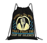RQLNBOBZ La musique est le vin qui remplit la coupe du silence Sacs à dos Sacs à cordon portables Sac à chaussures Sacs à livres pour les étudiants en voyage