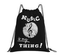 RQLNBOBZ La musique est mon truc sacs à dos tendance portables avec cordon de serrage pour chaussures livres pour hommes femmes et étudiants