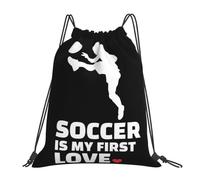 RQLNBOBZ Sac à dos « Football est mon premier amour » motif silhouette idéal pour les amoureux idéal pour le sport les livres les étudiants les loisirs et les voyages.