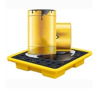RQLSSSLMXJ Bac de rétention modulaire pour déversements d'hydrocarbures, Jaune, Palette étanche avec Drain, 49 x 35 x 9 cm. Plateforme pour Le Stockage sécurisé et l'intervention en Cas de dé