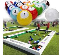 RQLSSSLMXJ Ensemble de Billard en Cuir (16 pièces) avec Boules de Football et de Snooker. Jeu de Table Amusant pour Toute la Famille, à Utiliser en extérieur ou en intérieur, dans Le Jardin o