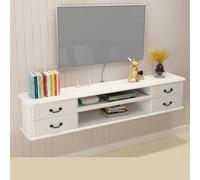 RQLSSSLMXJ Meuble TV Suspendu avec tiroirs de Rangement, Centre multimédia Blanc, Console TV 55 Pouces pour Salon, Chambre et Bureau - Meuble TV Moderne, Design élégant à Fixer au Mur