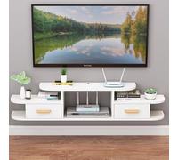 RQLSSSLMXJ Meuble TV Suspendu Moderne - Console multimédia Murale, étagère de Rangement sous Le téléviseur de Grande capacité, Meuble élégant pour Le Divertissement à Domicile (140 x 24 x 18,