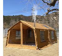 RQLSSSLMXJ Tente de Camping Gonflable 4 Saisons en Coton, Facile à Monter, avec auvent Amovible, Porte en TPU et idéale pour 5 à 6 Personnes. Équipée de 2 Ouvertures pour poêle et d'un Passe-